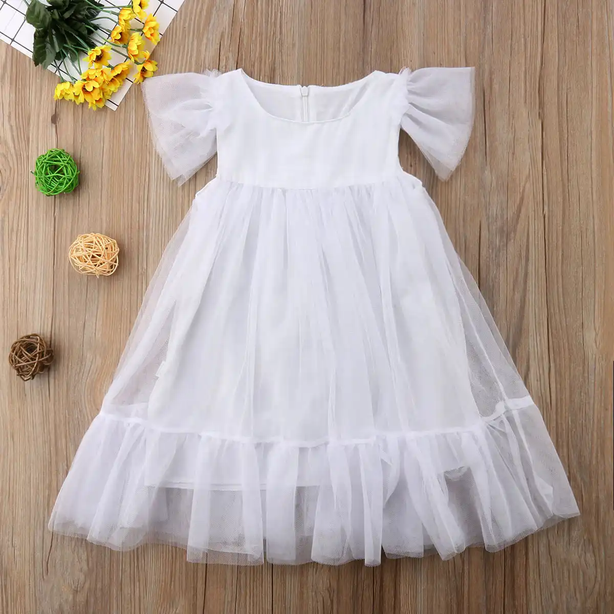 Flower Girl Kids Lace Princess Tutu Tulle Dress Wedding Pageant Party Sundress
