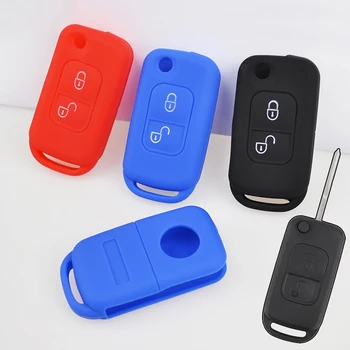 

2 Button Flip Silicone Remote Key Cover Case Fob Fit For Mercedes Benz A C E S Class W168 W202 W203 W208 W210 Shell Protector