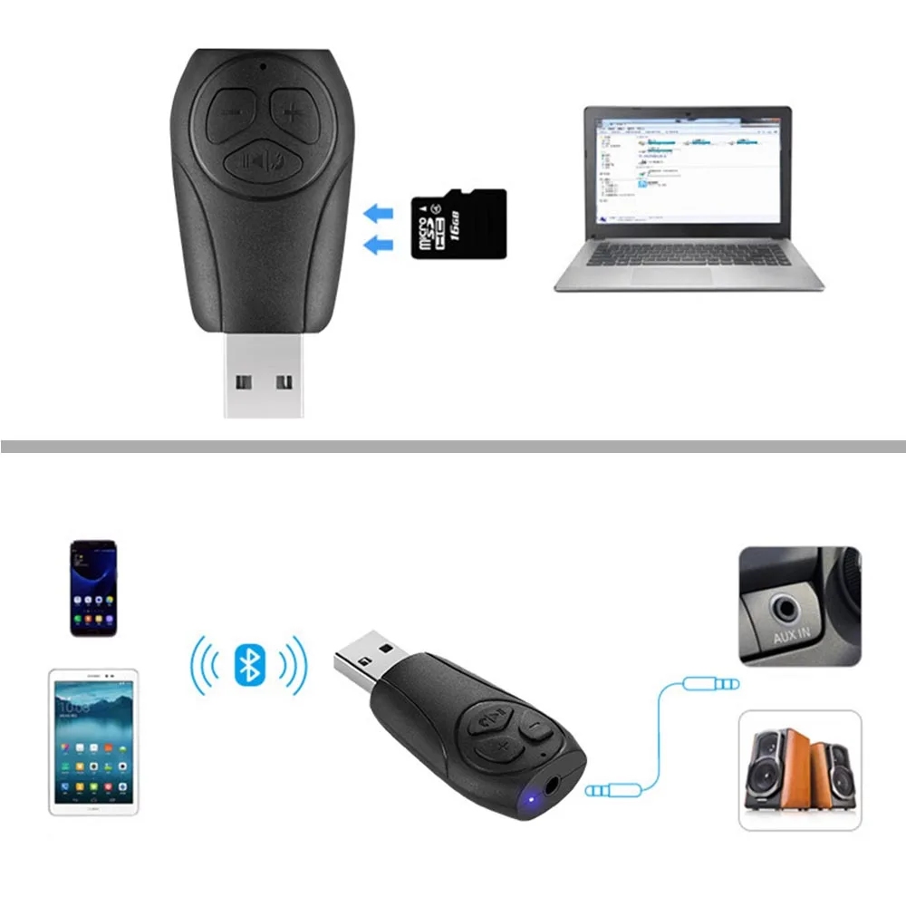 Беспроводной USB Bluetooth ресивер 3 5 мм AUX аудио разъем TF кардридер микрофон bluetooth