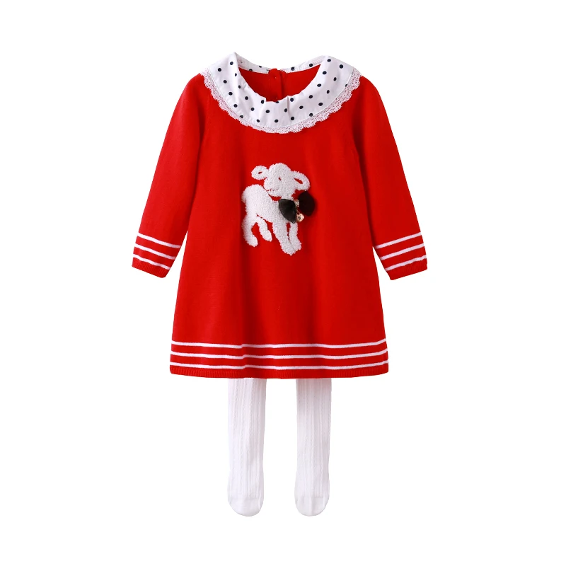 Auro Mesa vestido infantil/рождественское трикотажное платье с длинными рукавами для