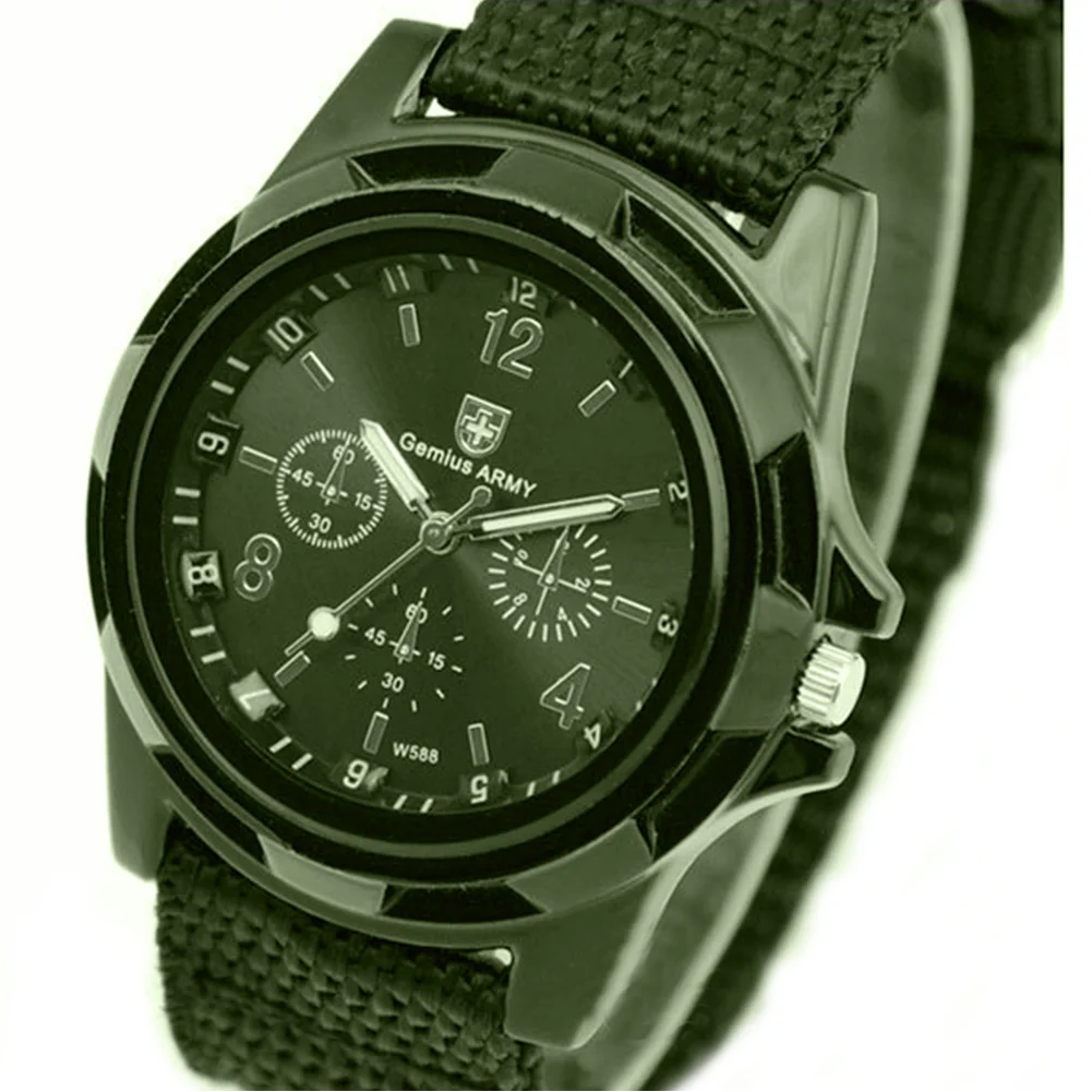 Мужские повседневные наручные часы солдатские военные армейские мужские спортивные стильные брезентовые кварцевые наручные часы для мужчин - Цвет: green