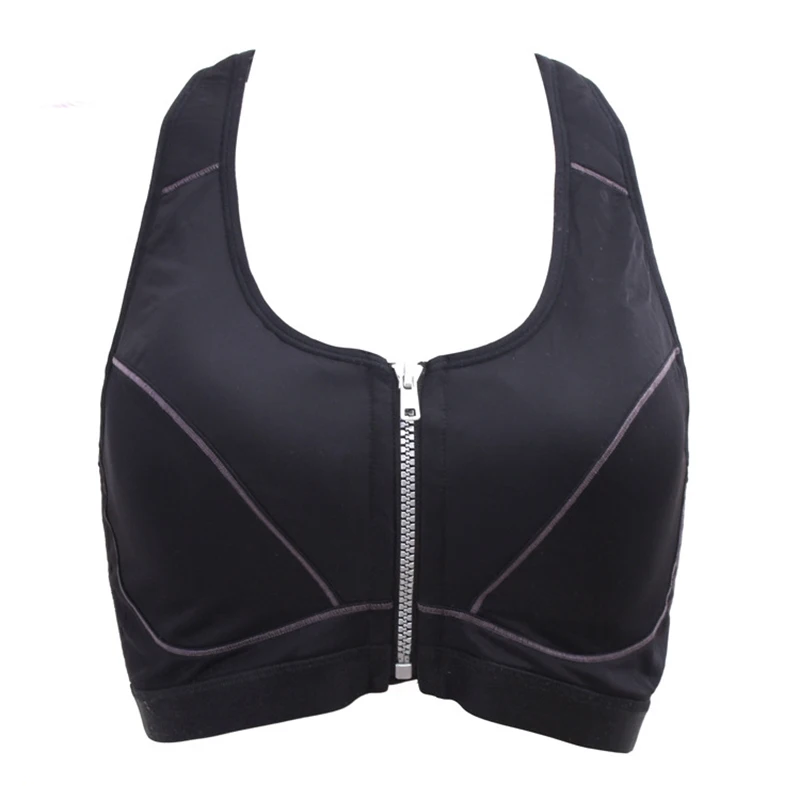 Women's Fitness Bra Zipper Front Buckle Underwear Fashion Bra Shockproof Bra Running Fitness Tank Ladies Underwear