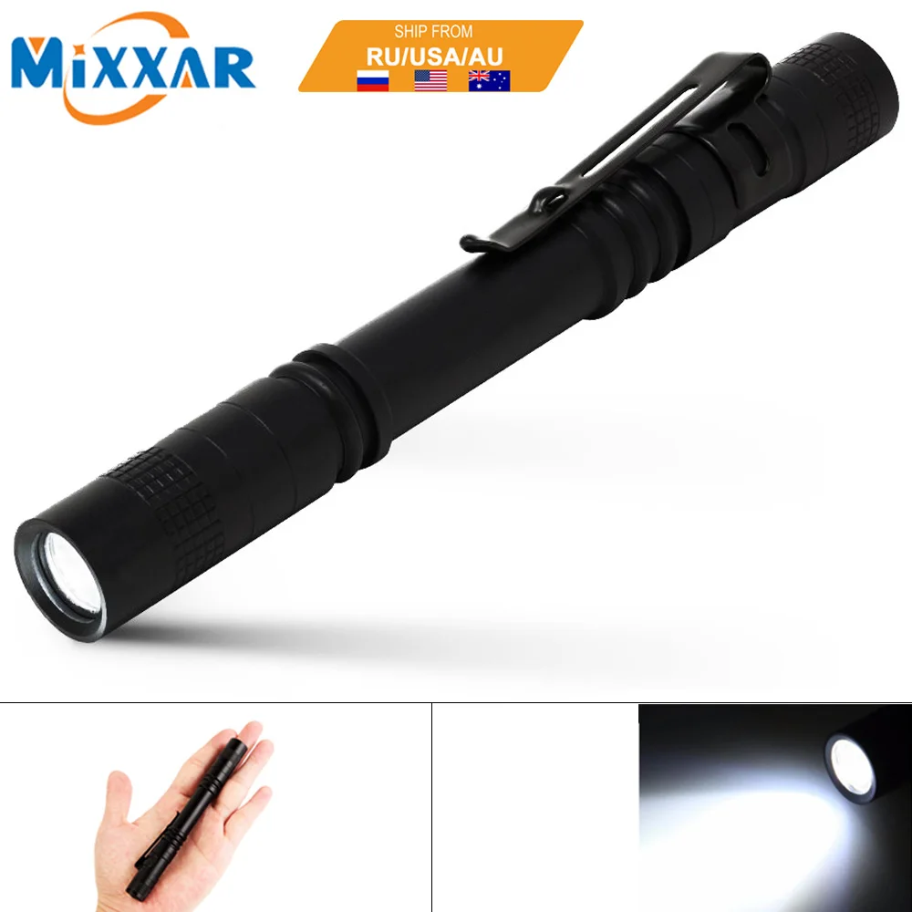 

zk50 Portable Mini Pen Light LED Flashlight Torch Flash Light 300LM Hunting Camping Lamp By 2xAAA battery NO Battery