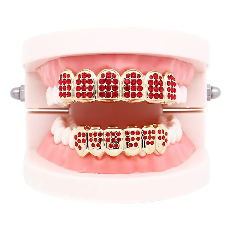 Хип хоп Iced Out Grillz верхние и нижние зубы Grillz Красочные Панк грили зубные золотые зубные колпачки рэппер ювелирные изделия вечерние подарки