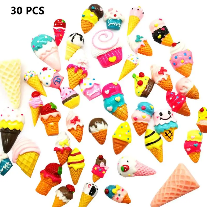 

30 Pieces Slime Charms Mixed Ice Cream Series Beads Slime Bead Making Supplies for DIY Collage Crafts