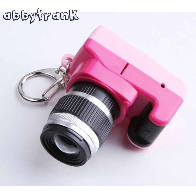Abbyfrank Toy Camera Car Key Chain Kid Digital SLR Plastic Camera Toys LED Luminous Sound Keychain Bag Accessories Gift