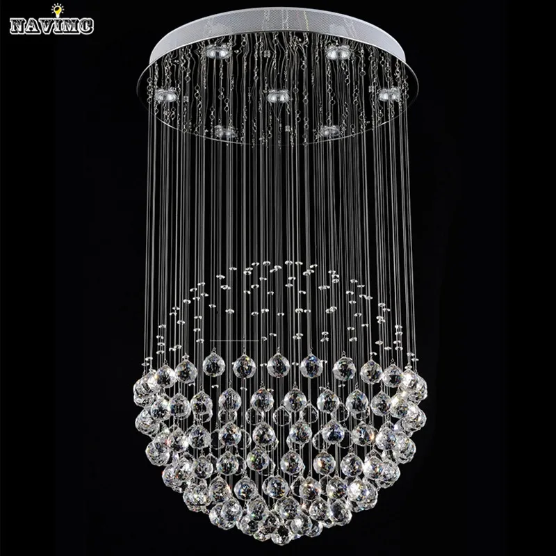 

Modern LED Crystal Ceiling Lights Stair Hanging Lamps Fixtures With Multi-Size Ac 100V to 240v For Indoor Home Kingdom Lighting