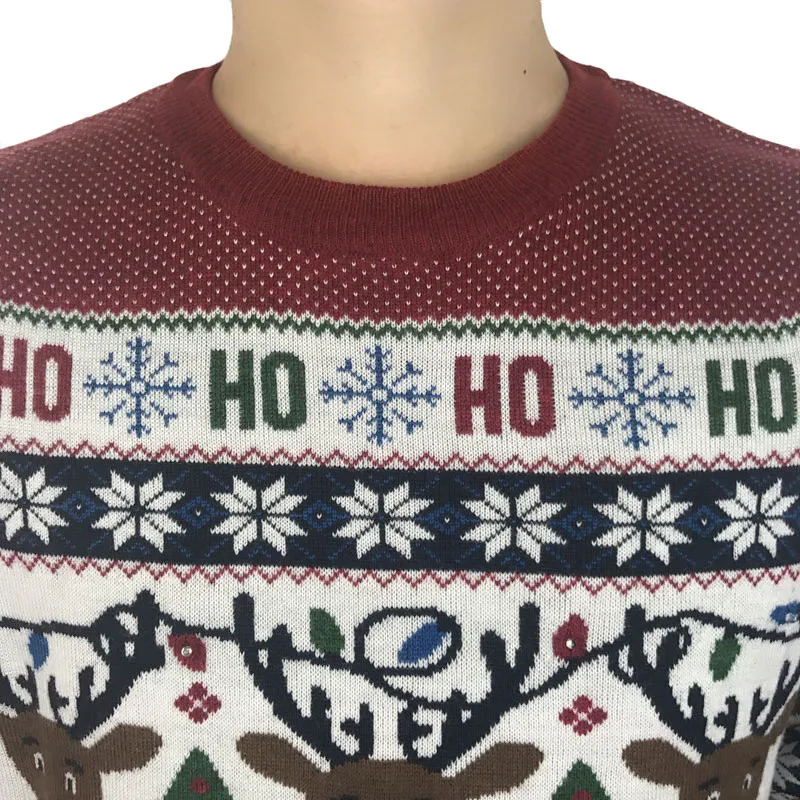 Моющаяся забавная подсветка Уродливый Рождественский свитер для мужчин милый олень Санта Клаус Вязаный рождественский пуловер Джемпер размера плюс S-2XL
