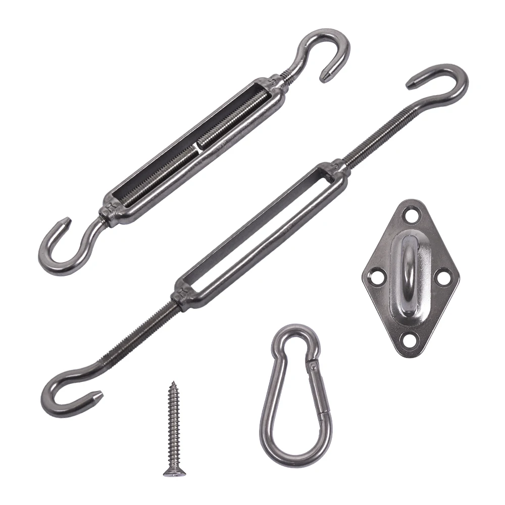 304 Stainless Steel 6 Pieces Square Shade Sail Hardware Kit for Sun