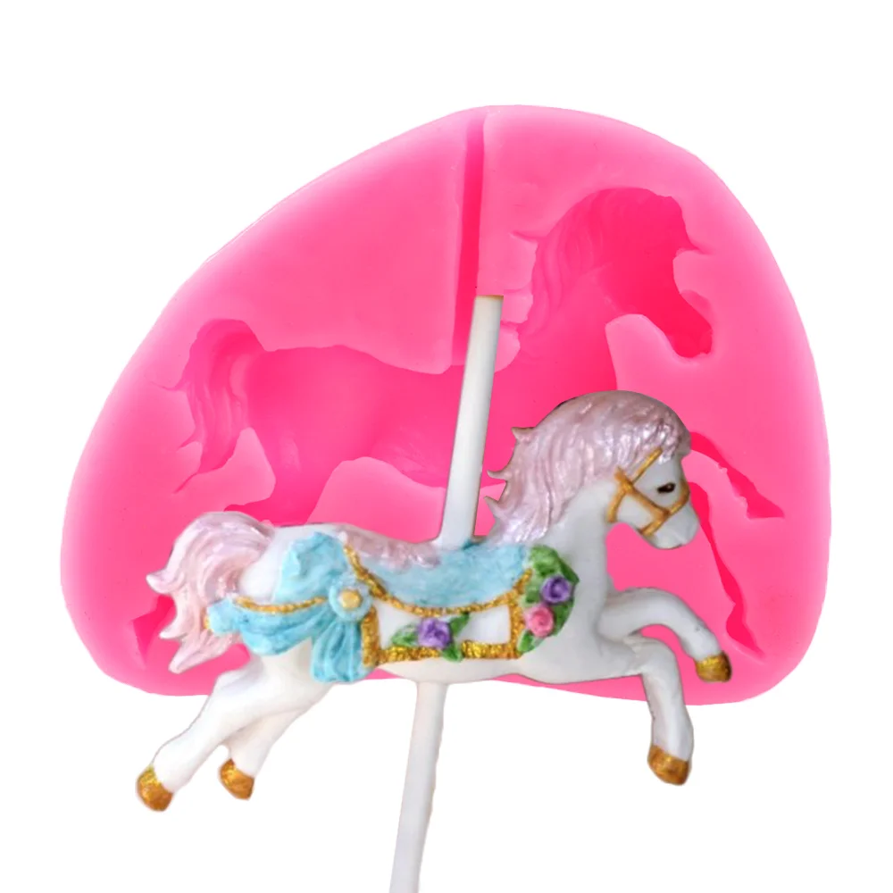 

1pc Cute Carousel Horse Mould Silicone Fondant Mould Cake Decor Chocolate Gum Baking Mould High Quality