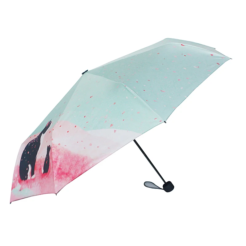 Складной неавтоматический Зонт с цветами и кошками для женщин, ветронепроницаемые ветрозащитные зонты для дождливой погоды, мужские переносные зонты с черным покрытием