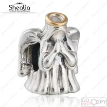 Navidad de Oro Macizo Divina de Halo Ángel Granos Del Encanto 925 de Plata de ley 2016 de Invierno Dos Tono Encanta Granos Adapta Pulseras Europeas