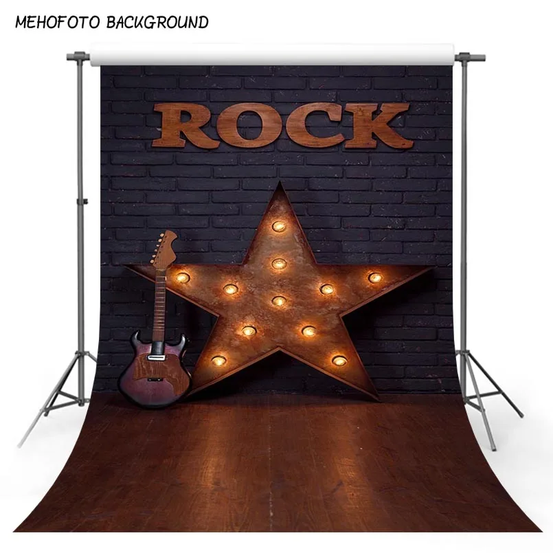 

Rock Stars Photography Background Backdrops 5x7 Guitar Photo Backdrop Vinyl Flooring for Kids Party Shows Customized Photoshoot