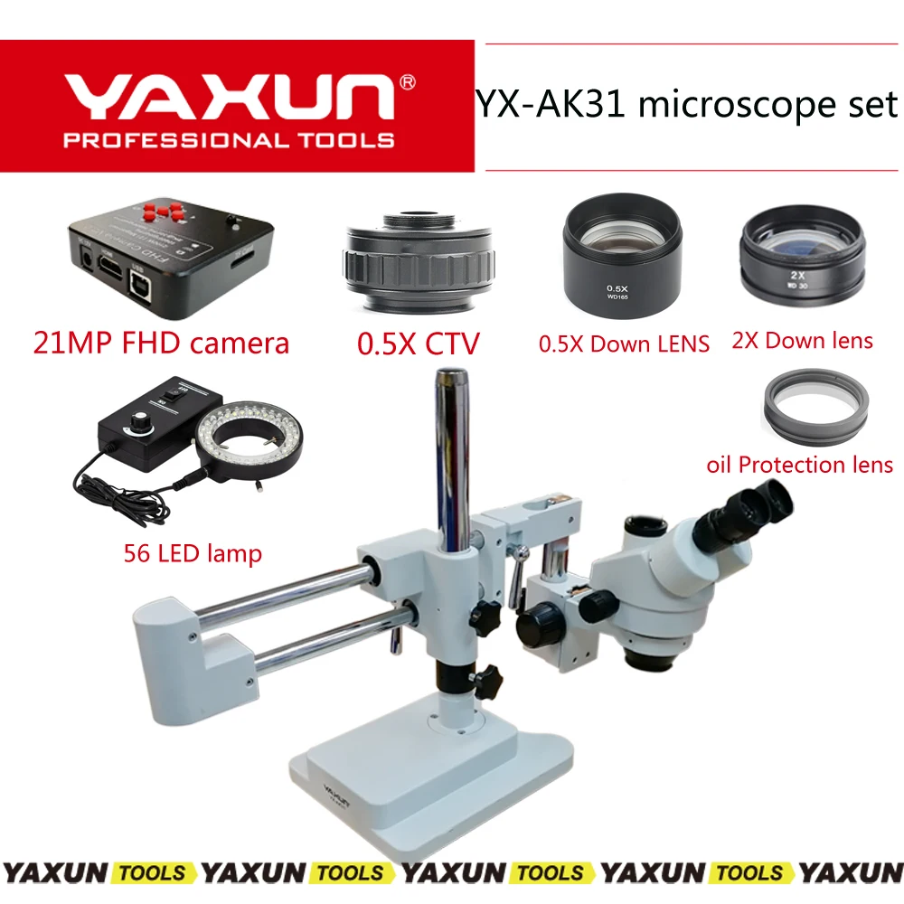 21MP Full HD 1080P 60FPS HDMI Промышленная цифровая камера ремонт мобильного телефона 3.5X-90X YAXUN AK31 набор стереоскопического микроскопа