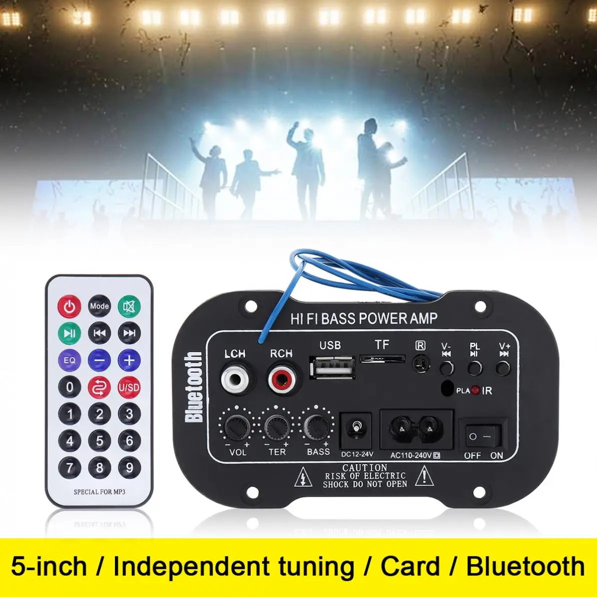 

5 Inch 25W Car HIFI audio amplifier bluetooth FM Radio Player Support/ SD/USB/ DVD/MP3 Input for Car Motorcycle Home amplifier