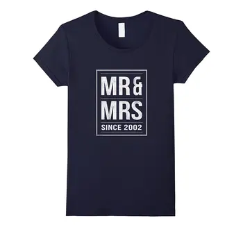 

Mr & Mrs Since 2002 - 15th Wedding Anniversary Gift T-shirt Unicorn Brand Women'S Tee Shirts Kawaii Tops Personality