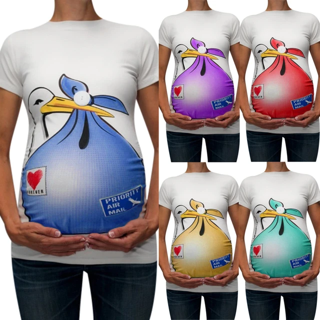 Maternidad lindo diseño divertido estampado de manga Casual camiseta Top para blusas para embarazadas ropa mujer - AliExpress