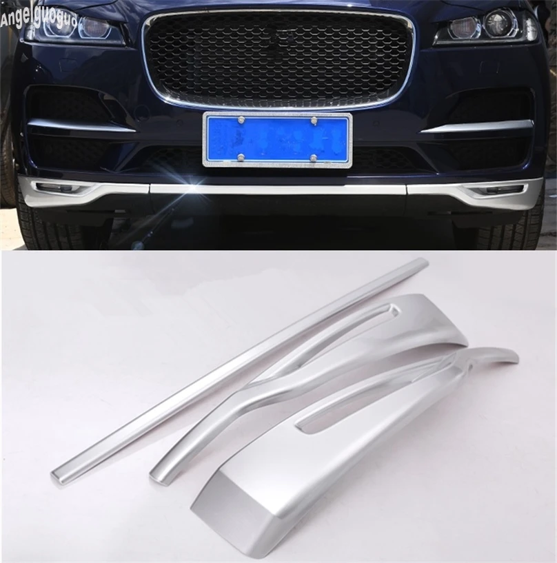 3 Pcs/set ABS chrome Car Front bumper fog lamp cover Stickers Car-styling For Jaguar F-PACE 2016-18 upgrade Accessories