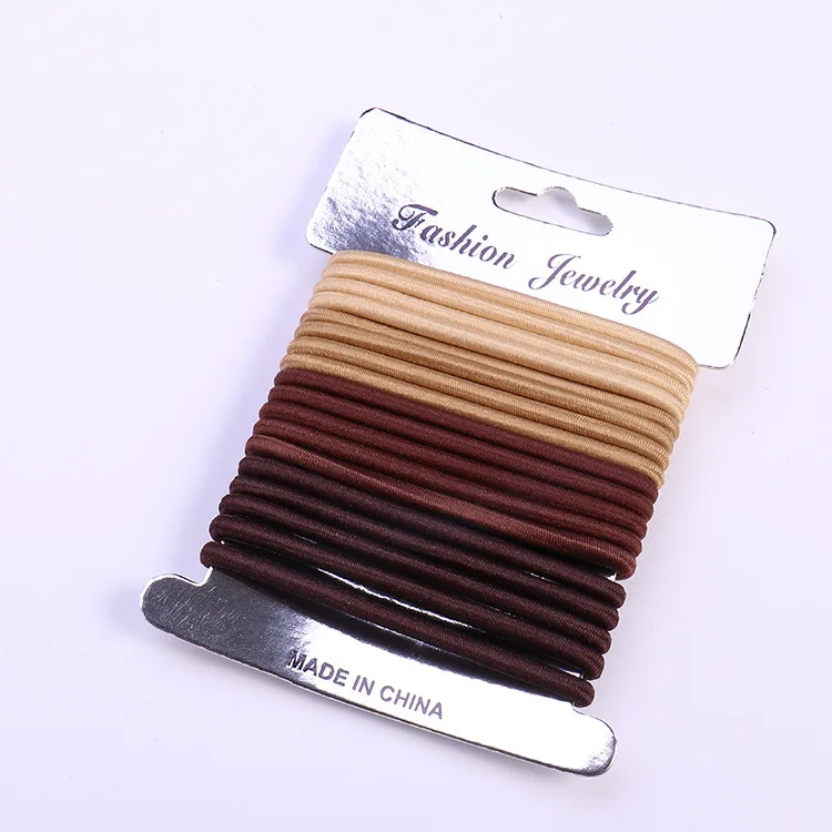 18PCS Hair Rope For Girls Gradient Color Hair Ring High Elastic Seamless Rubber Band Head Rope Silver Card Suit G0409