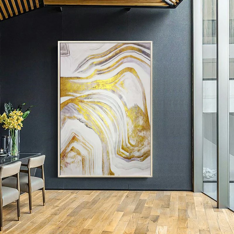 

Custon order Gold art leaf painting Home decoration canvas painting living room painting abstract wall art picture