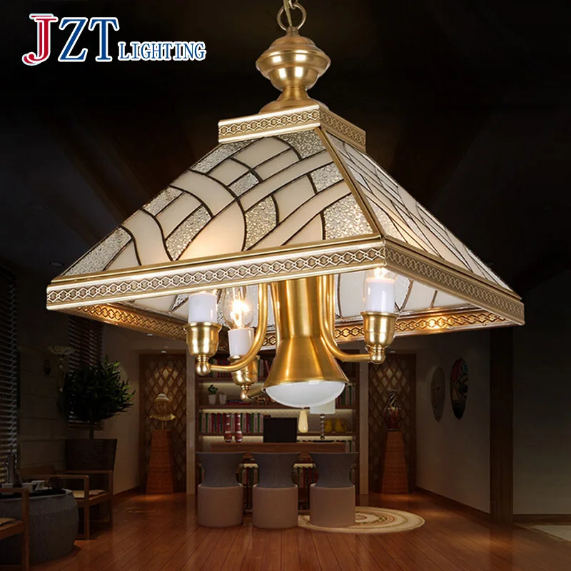 

T European Style Copper Pendant Lights For Restaurant Study Room Creative Drop Light With LED Bulbs For Dining Room Best Price