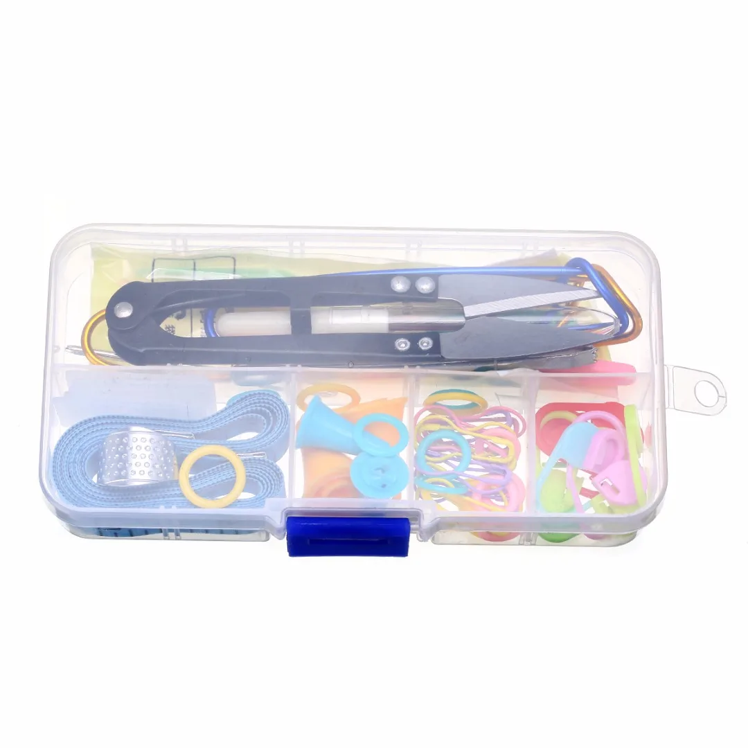 

1 Set 56pcs Sewing Accessories Crochet Hooks Knit Yarn Knitting Needles Clip Marker Tool With Case for DIY Craftwork Sweater
