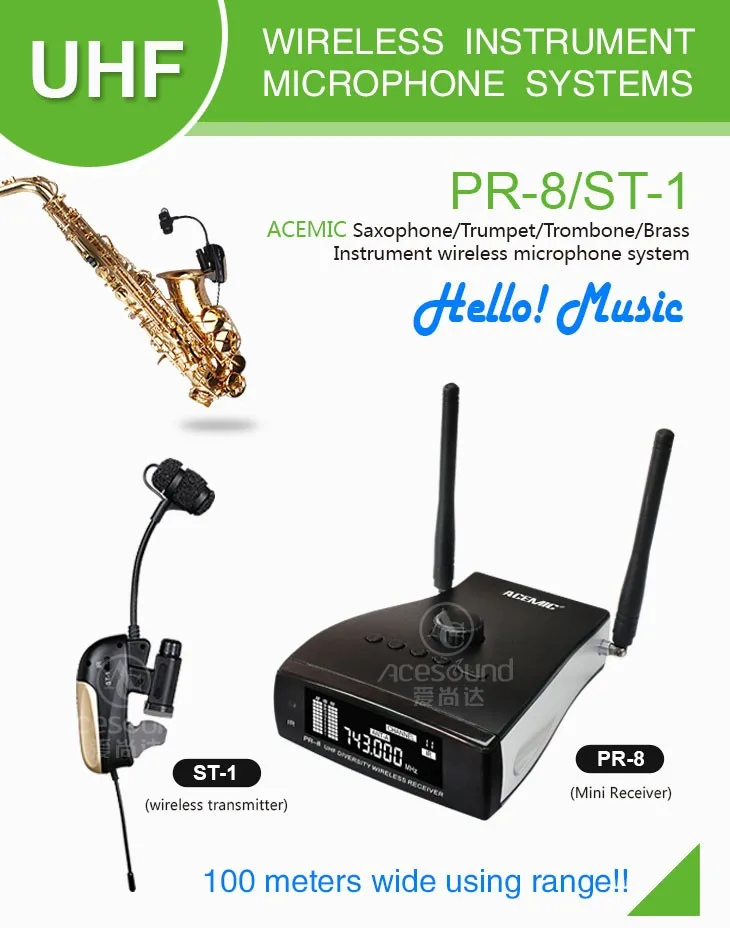 ACEMIC PR-8/ST-1 профессиональная антенна для сцены Разнообразие беспроводной саксофон микрофон на раструб системы