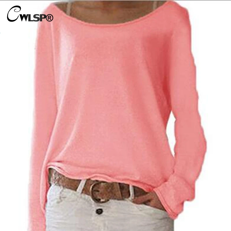 

CWLSP 2019 Sexy Plus Size S-3XL 10 Colors Solid T-shirt For Women Long Sleeves O-neck See Through Casual Top Basic Tee QZ2480