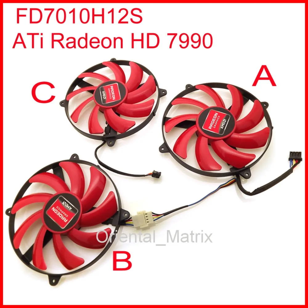 Охлаждающий вентилятор для графической карты AMD ATi Radeon HD7990 3 шт./лот NTK FD7010H12S 90 мм 12