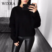 Wixra,, осень, зима, новинка, женские свитера, женские, повседневные, с круглым вырезом, свободные, с рукавом летучая мышь, топы, джемпер, пуловеры для женщин