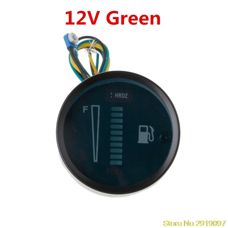 12 V/24 V Универсальный " 52 мм автомобиль мотоцикл измеритель уровня топлива датчик 8 Светодиодный светильник Дисплей - Цвет: 12V Green