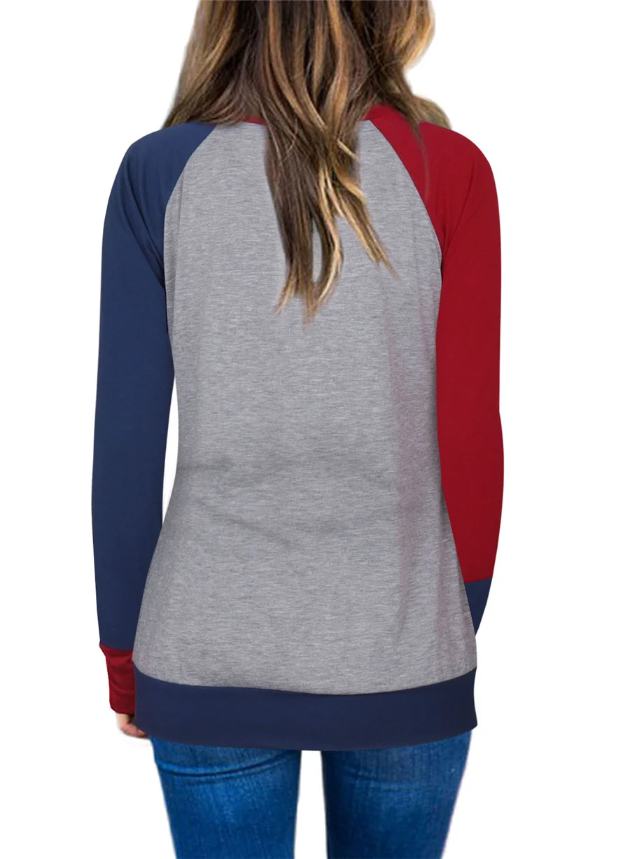 Gladiolus Hot Fashion Patchwork T Shirt Women 2018 Long Sleeve O-Neck Pocket Style Women Tops T-shirt Autumn Ladies Tee Shirts  (18)
