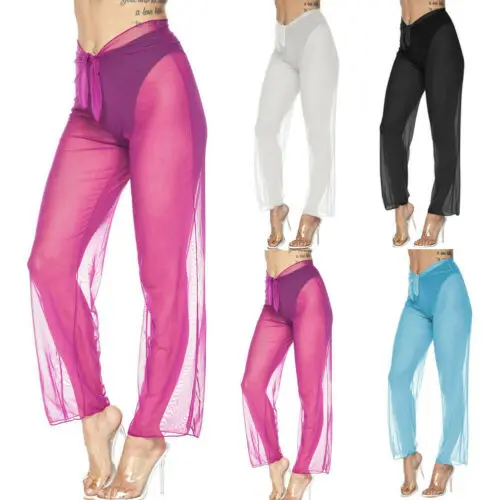 

Womens Sexy Beach Mesh Sheer Bikini Cover Up Swimwear Bathing Pants Trousers