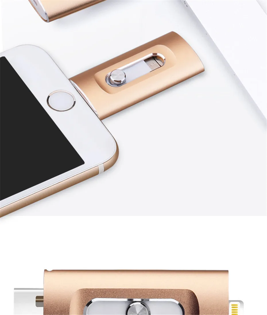 YXL iOS флэш накопитель 3 в 1 OTG USB 32G 64G 128G 256G Флешка металлическая 64GB для iPhone X/8/7/6 Plus