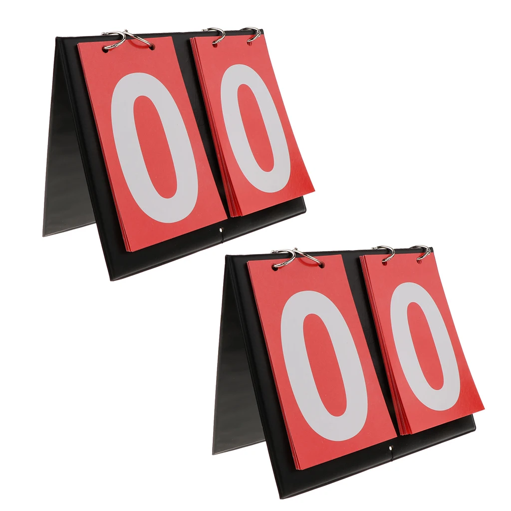 2 Pcs Waterproof Sports 2-Digital Scoreboard Table Top Flip Score Count Board for Basketball, Volleyball