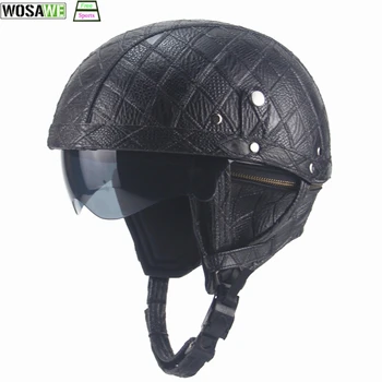 

WOSAWE Bicycle mtb Helmet Retro Personality Helmet Half-helmet Summer Pedal Motorcycle Cruiser Leather Helmet Moto Protect Gear