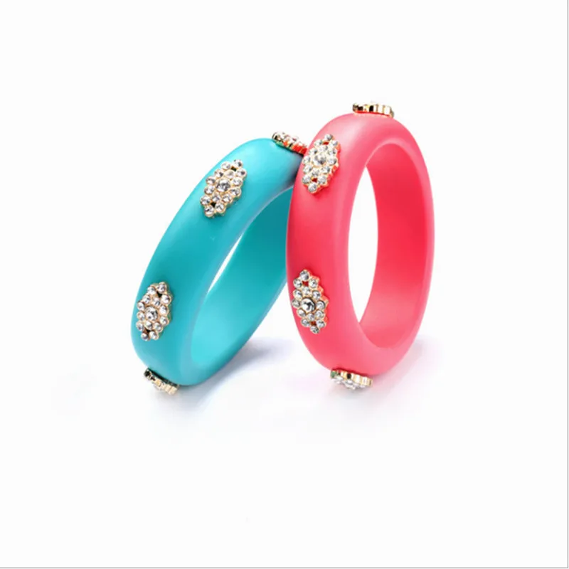 

Hyperbole Women Bracelets & Bangles pink blue color with crystal elegant party accessories top quality Jewelry for ladies