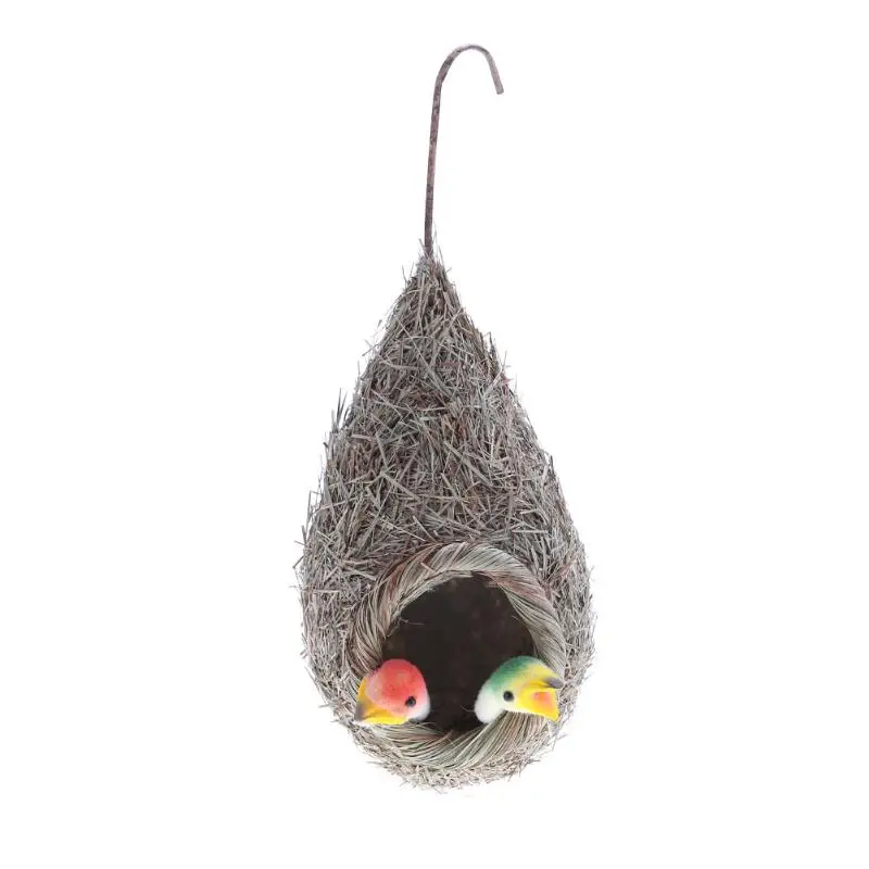

Large Simulation Straw Cute Bird Nest Garden Hanging Decoration Bird House Figurines Mini Animal Miniature for Home Decor