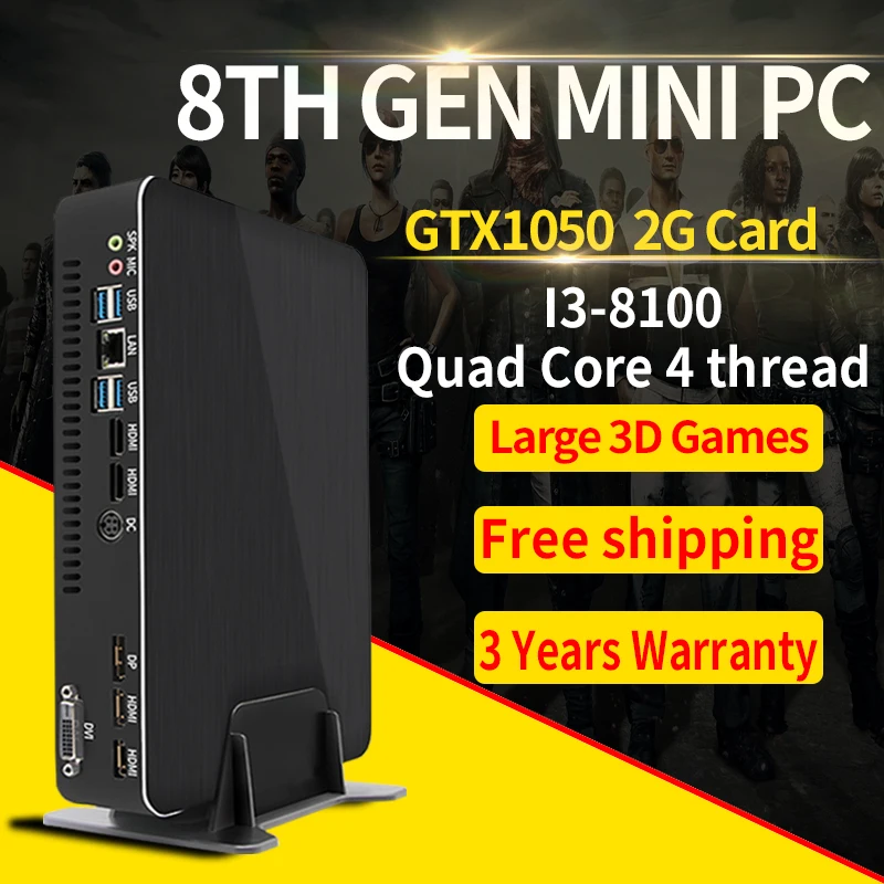  MSECORE i3 8100 GTX1050 Dedicated card DDR4 Mini PC Windows 10 Desktop Computer gaming barebone lin