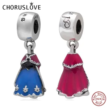 

Choruslove Dress Dangle Charm with Enamel 925 Sterling Silver Bead Fits Pandora Charms DIY Fairy Tales Bracelet SS3095