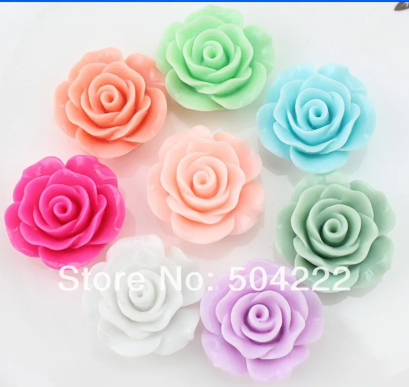 

80pcs large Flatback Resin plished rose flower assorted Cabs 28mm DIY, scrapbook, hair bow cell phone