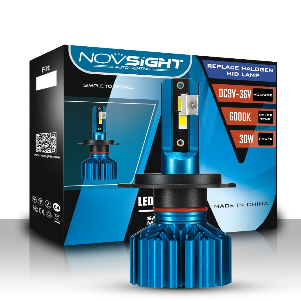 

NOVSIGHT H4 30W 6000K 5000Lm LED Motorcycle Scooter 360° Headlight Lamp Conversion Bulbs Kit