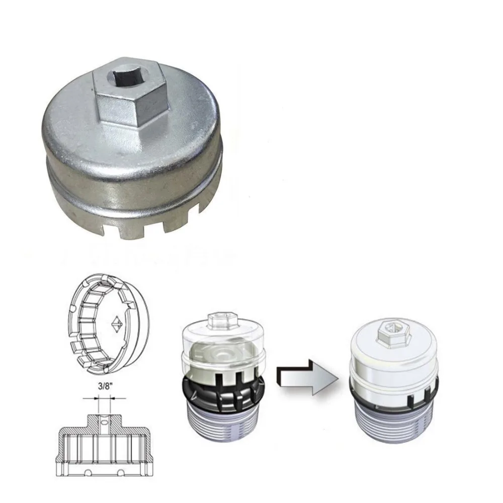 64 5mm Oil Filter Wrench 3 8 Drive Cap Housing Tool Remover 14 Flutes