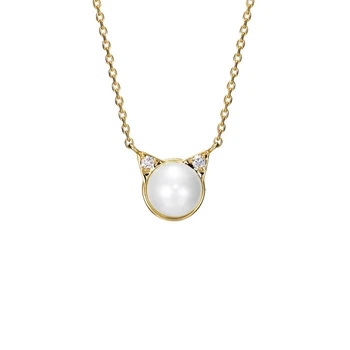 

Cat Ears 925 Sterling Silver Pendants Necklaces With Freshwater Pearls Pendants