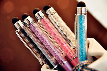 

1000pcs/lot Arrival Crystal Diamond Screen Capacitive Touch Stylus Pen for Universal Capacitive Pad Tablet+Ball Point Write Pen