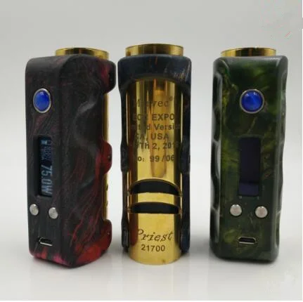 

Marvec ECC EXPO Limited Version CA USA Priest 21700 Stabilized Wood Resin Stitching Box Mod with Authentic Evolv DNA 75 Chip