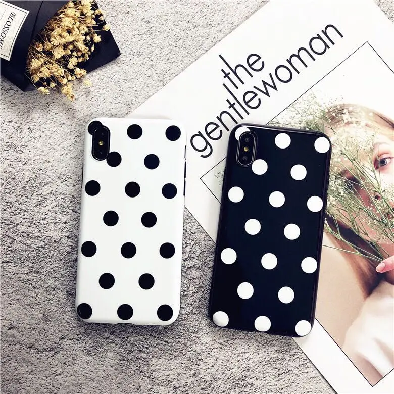 Fashion Polka Dots Phone Case for iPhone 11 Pro XS Max XR Glossy Soft Silicon Hull 8 7 6 6S Plus Couple Hoesjes |