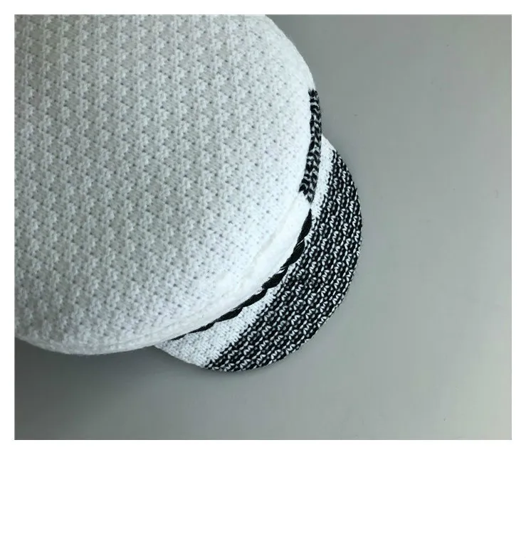  Vogue White Tweed Military Hat Women Winter beret Flat Top black Braid Army Cap Ladies Coloured Hea