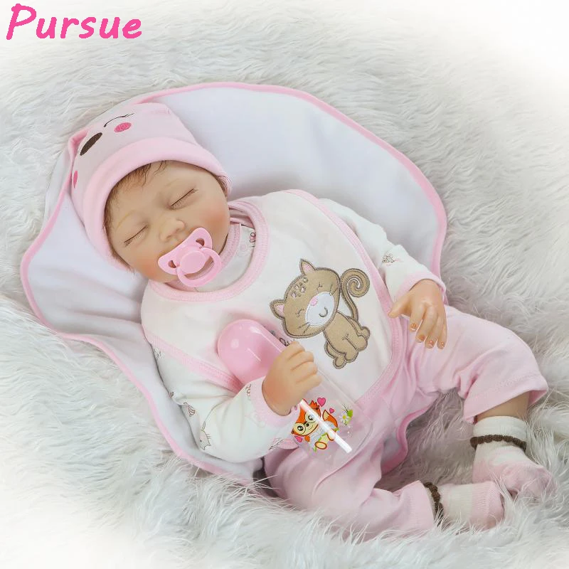 

Pursue 22"/55cm Sleep Soft Vinyl Silicone-Reborn-Babies Bebe Reborn Toddler Dolls for Sale bebe reborn menina menino(Close Eyes)