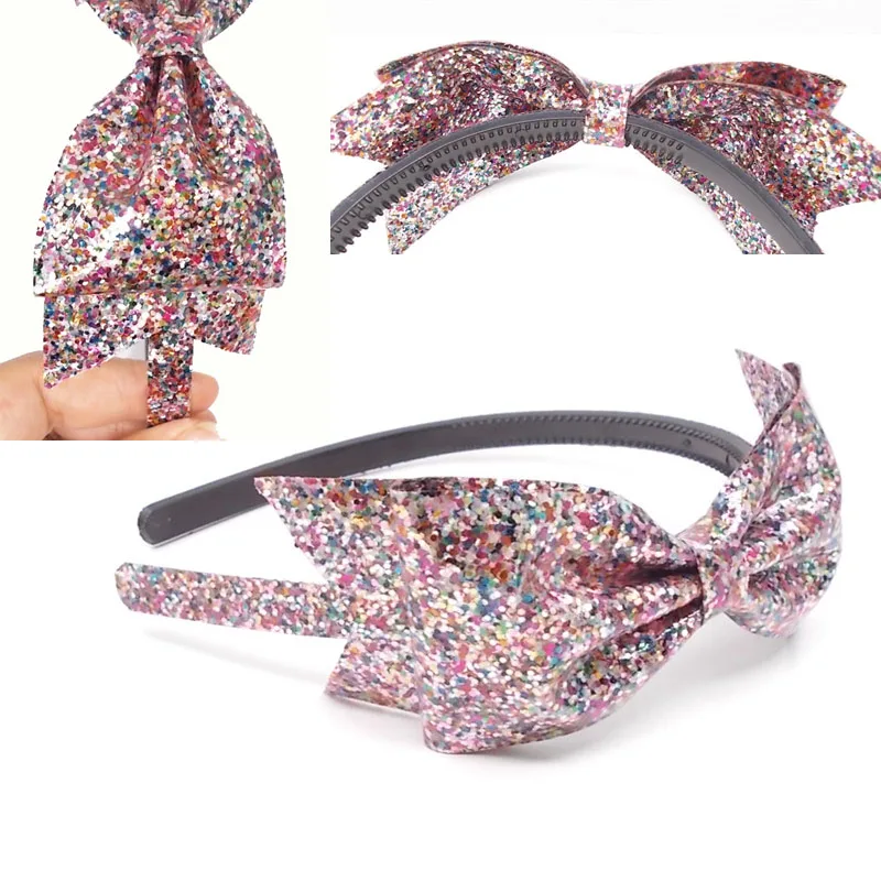 2018 Kids'Sequin Bow Headbands High Quality Plastic Hair Band Girls